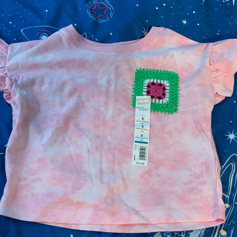 Kohl's Pink Tie-Dye Kids Tee with Crochet Detail